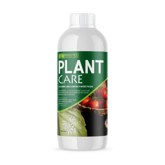 Bottle of plant care product with a green label on a white background