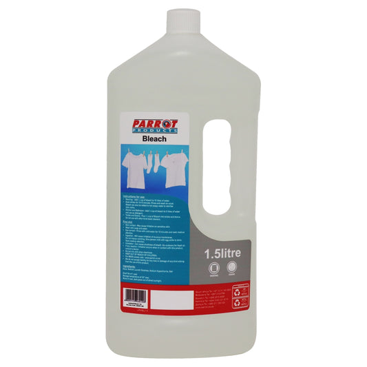 1.5L Bleach bottle with label on a white background