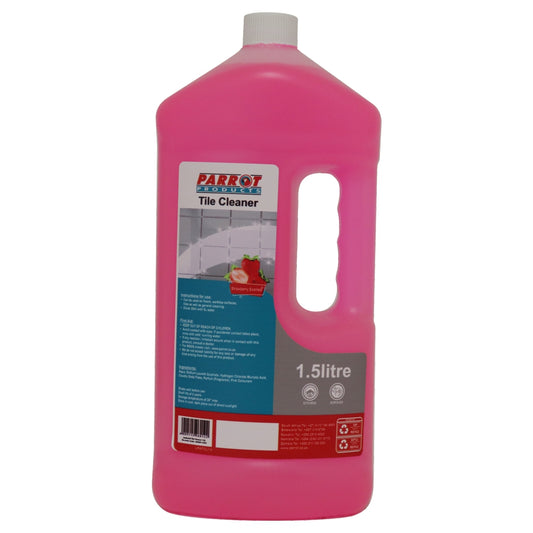 Pink bottle of Parrot Tile Cleaner on a white background