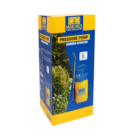 Makhro pressure pump garden sprayer packaging on a white background