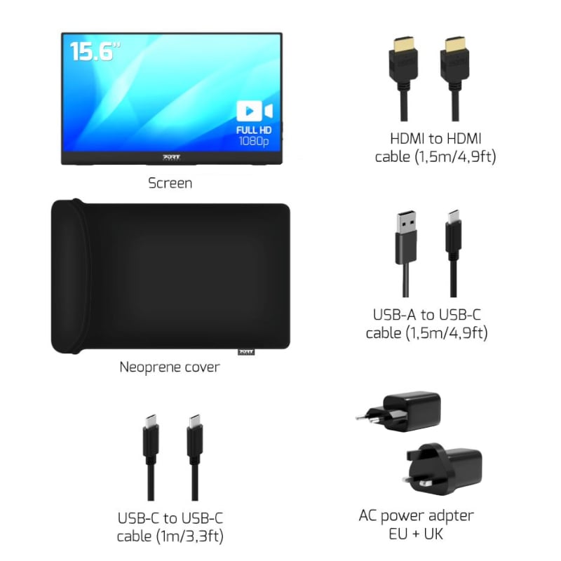 Port Connect Portable 15.6" FHD Monitor