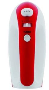 Red and white electronic device on a white background