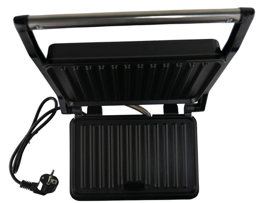 Black grill with power cord on a white background