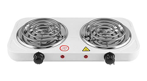 Double hot plate with two burners on a white background
