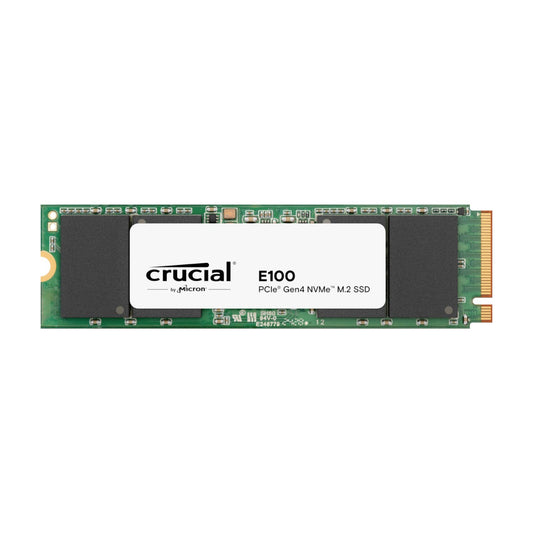 Crucial E100 PCIe Gen4 NVMe M.2 SSD, a solid state storage device for computers.