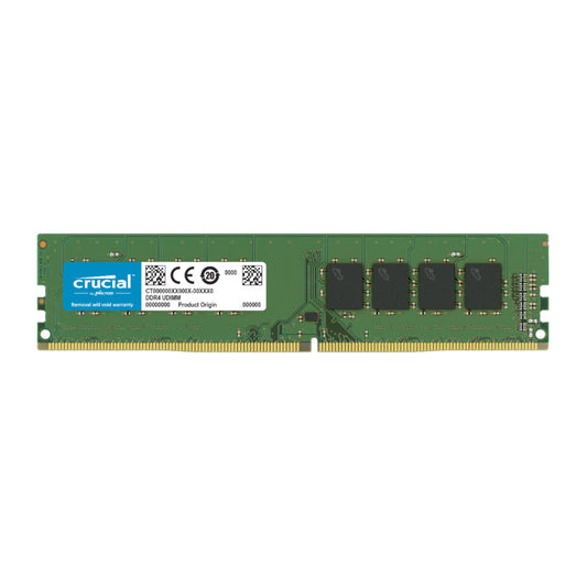 A Crucial by Micron DDR4 UDIMM desktop memory module.