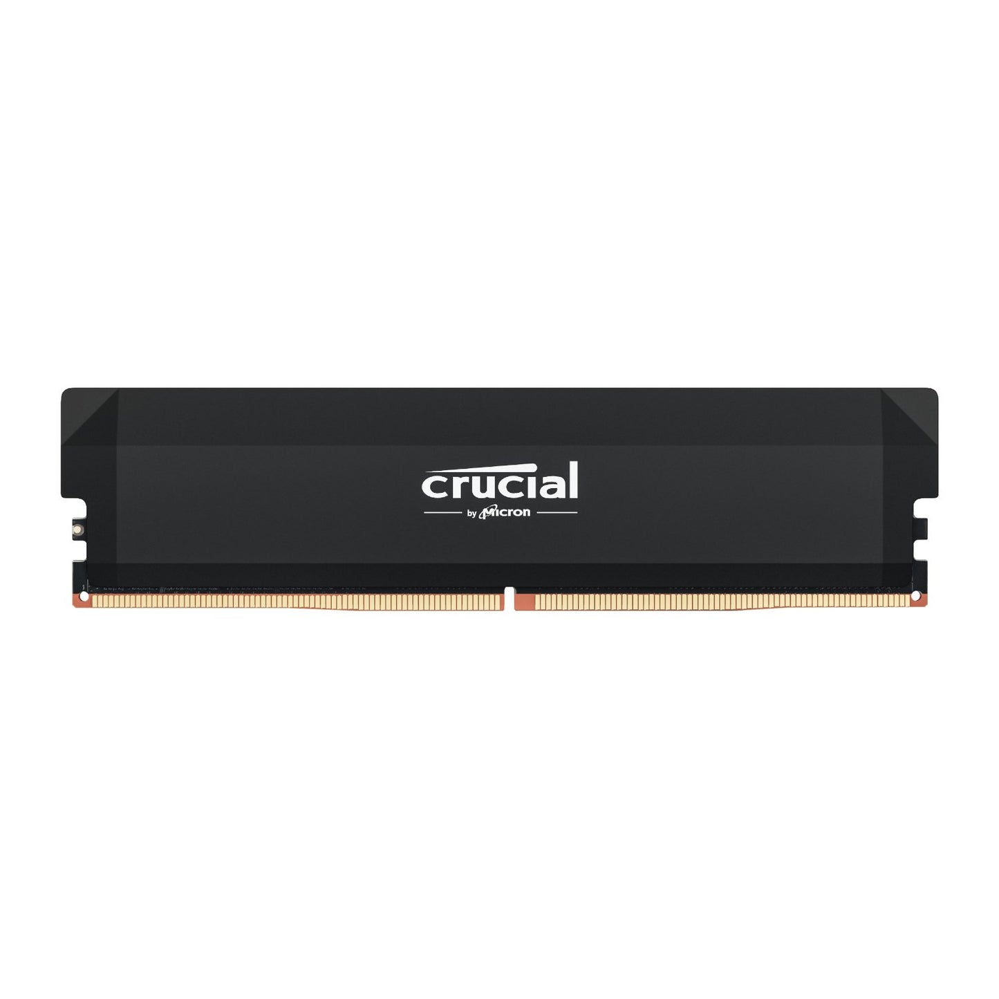 Black Crucial RAM module on a white background