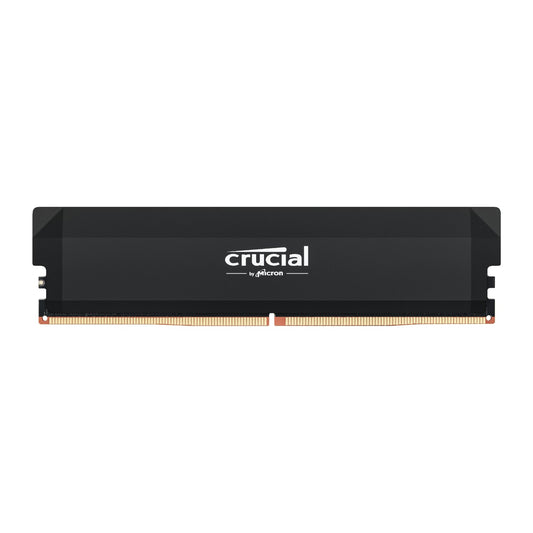 Black Crucial RAM module on a white background