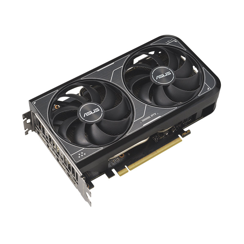 Asus graphics card with dual fans on a white background