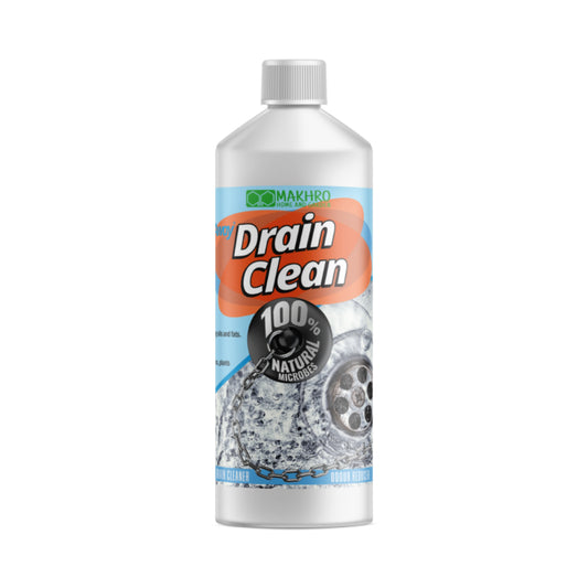 Bottle of Makhro Drain Clean on a white background