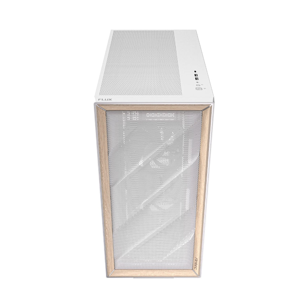Antec FLUX Mid-Tower E-ATX Gaming Chassis Wood Front Panel - White