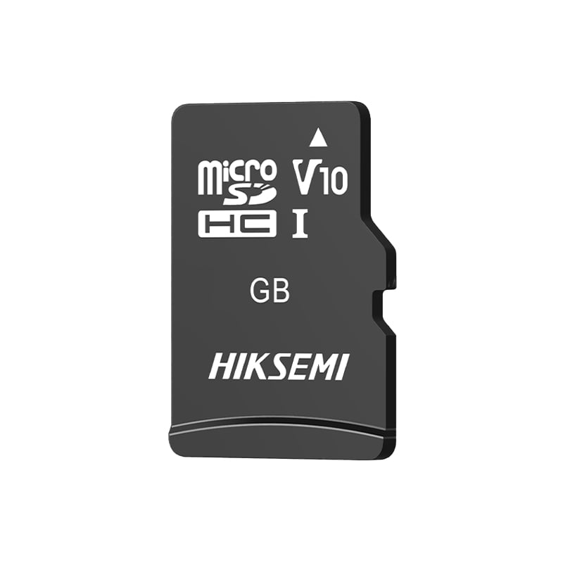 Black microSD card with Hiksemi branding on a white background