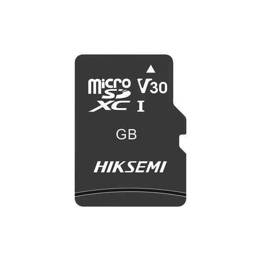 A Hiksemi Micro SD V30 card with adapter, predominantly black in color, with the brand and capacity (256GB) clearly displayed.