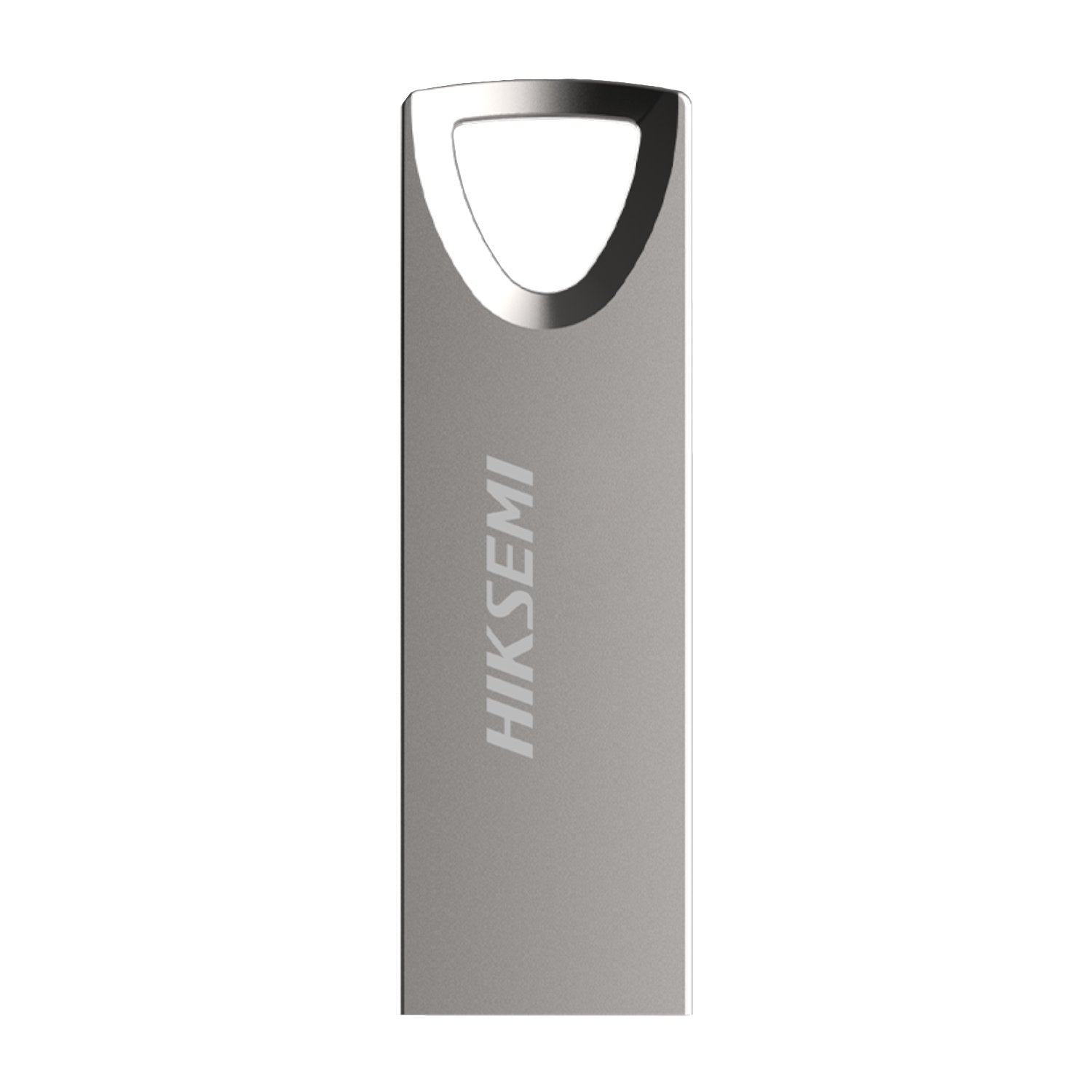 Metallic USB flash drive with 'HIKSEM' branding on a white background