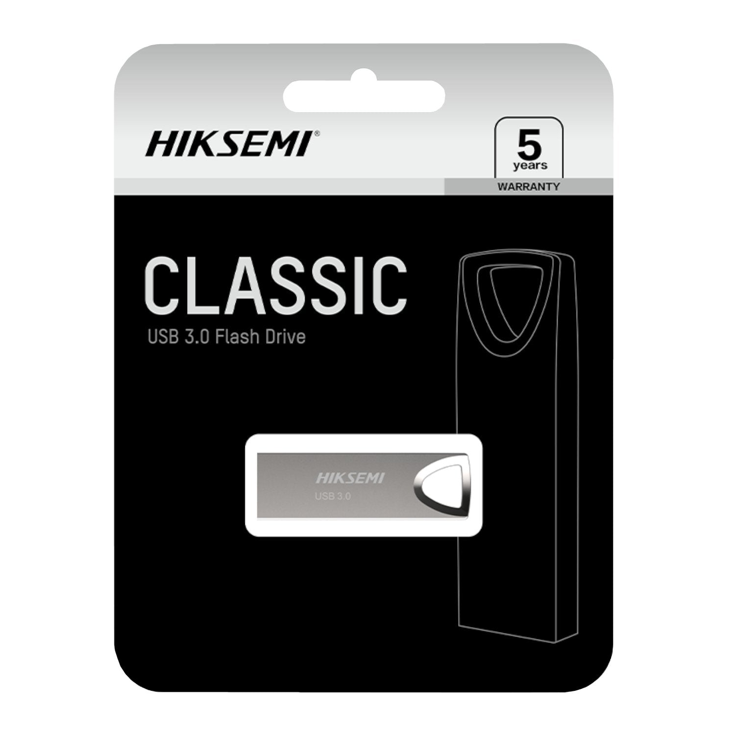 Hiksemi USB 3.0 flash drive packaging on a white background