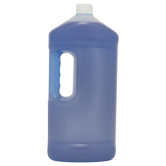 Blue bottle with a white cap on a white background