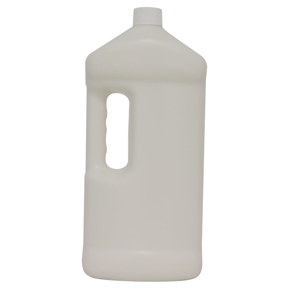 White plastic bottle with a handle on a white background