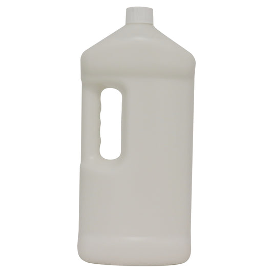 White plastic bottle with a handle on a white background