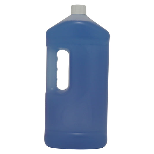 Blue bottle with a white cap on a white background