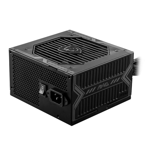MSI MAG A650BN 80PLUS Bronze power supply unit with black color and MSI logo on the front.