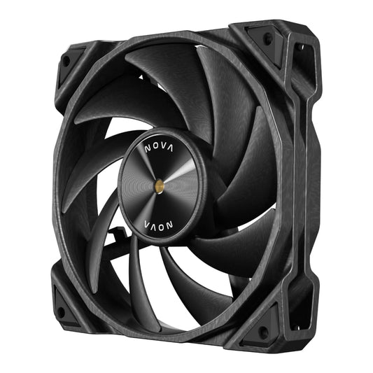 Black cooling fan with 'NOVA' branding on a white background
