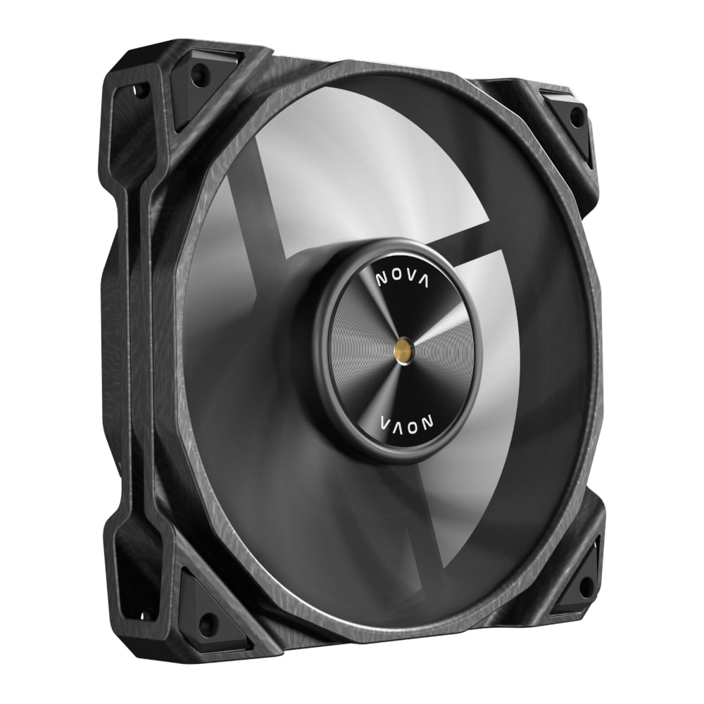 Computer fan with 'NOVA' branding on a white background