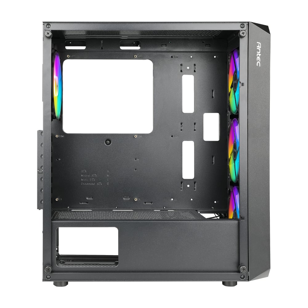 Computer case with RGB lighting on a white background