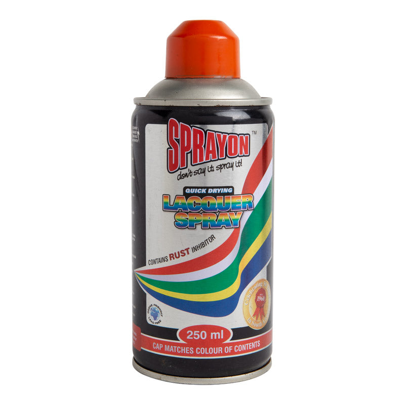 Sprayon lacquer spray can with colorful label on a white background
