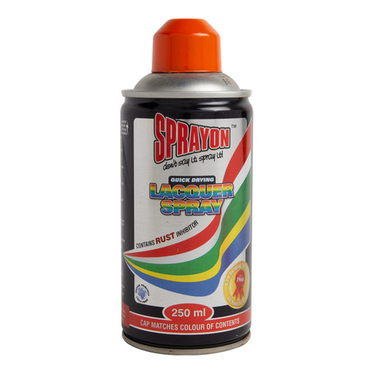 Sprayon lacquer spray can with colorful label on a white background