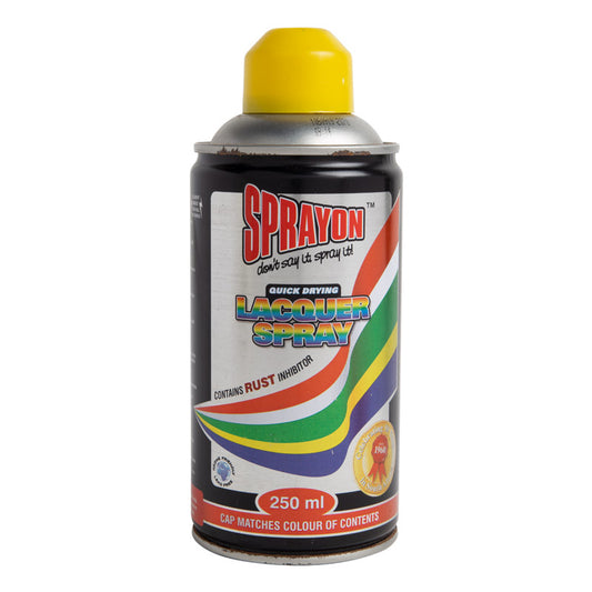 Sprayon lacquer spray can with colorful label on a white background