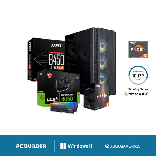 PCBuilder BARRICADE Gaming PC - Ryzen 5 5600X 16GB DDR4 RAM 1TB NVMe SSD GeForce RTX 4060