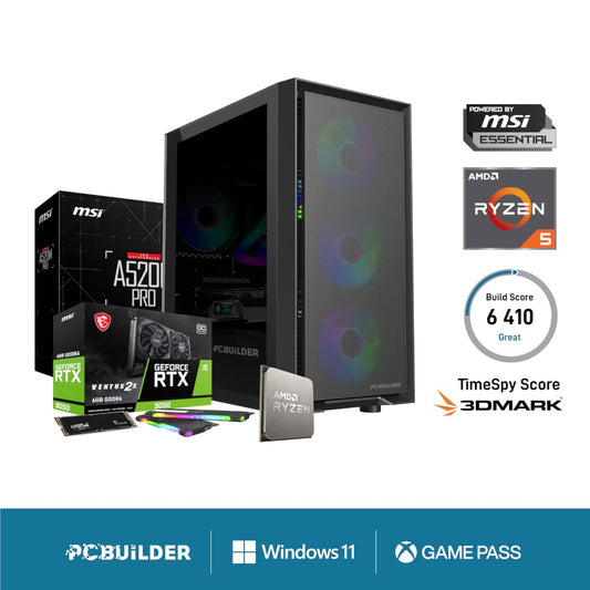 PCBuilder SCOUT Gaming PC Ryzen 5 5500 Windows 11