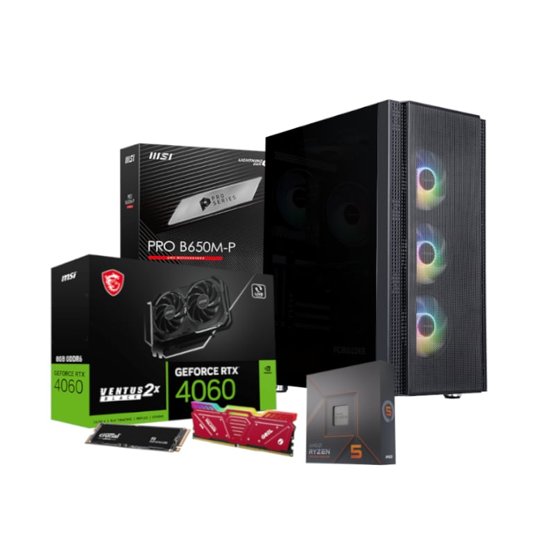 PCBuilder SPECIALIST Gaming PC - Ryzen 5 7600 32GB DDR5 RAM 1TB NVMe SSD GeForce RTX 4060 Ventus