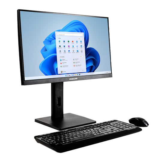 Computer monitor with keyboard and mouse on a white background