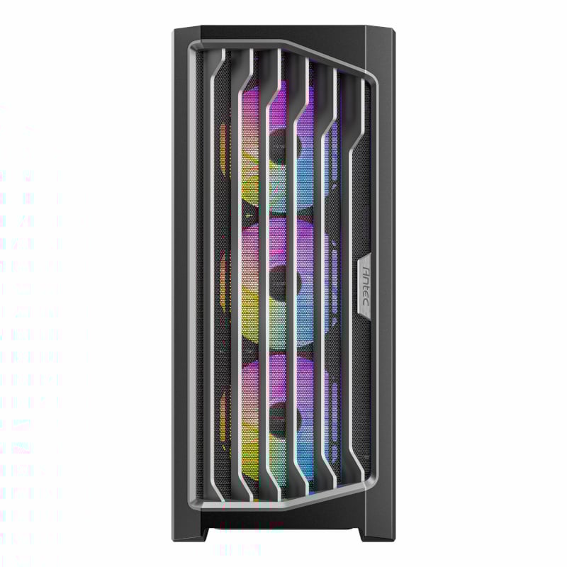 Computer case with RGB lighting on a white background