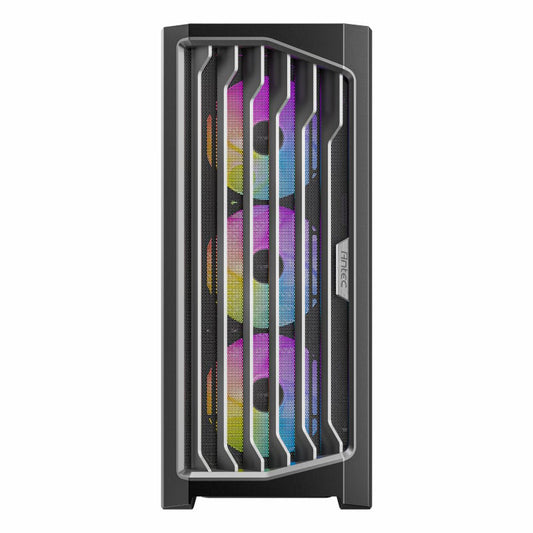 Computer case with RGB lighting on a white background