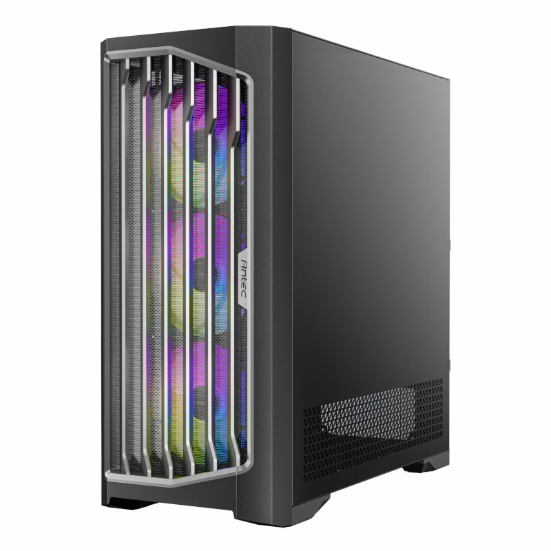 Computer case with RGB lighting on a white background