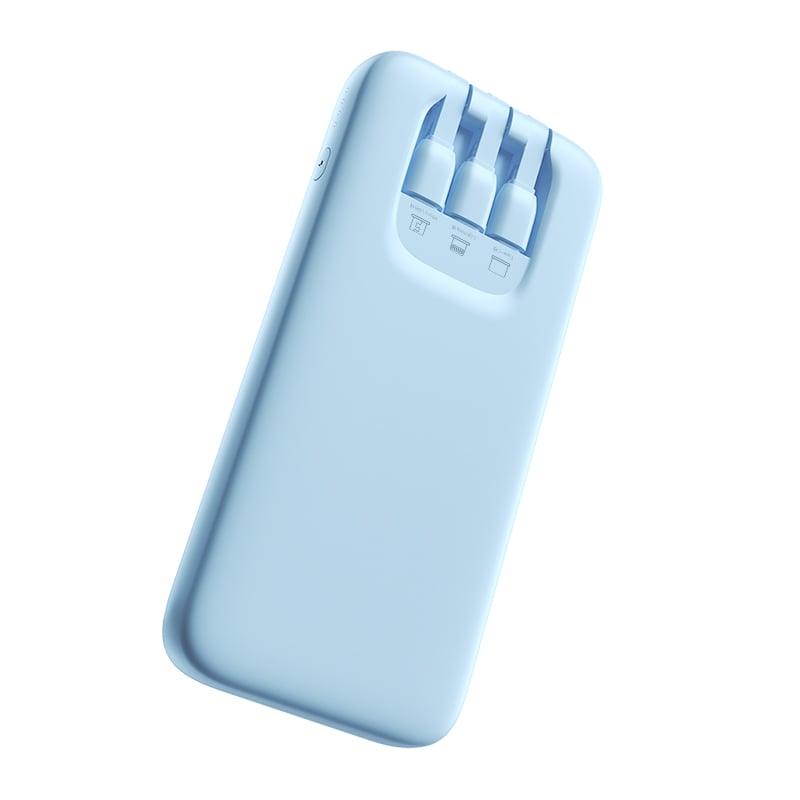 Blue power bank on a white background