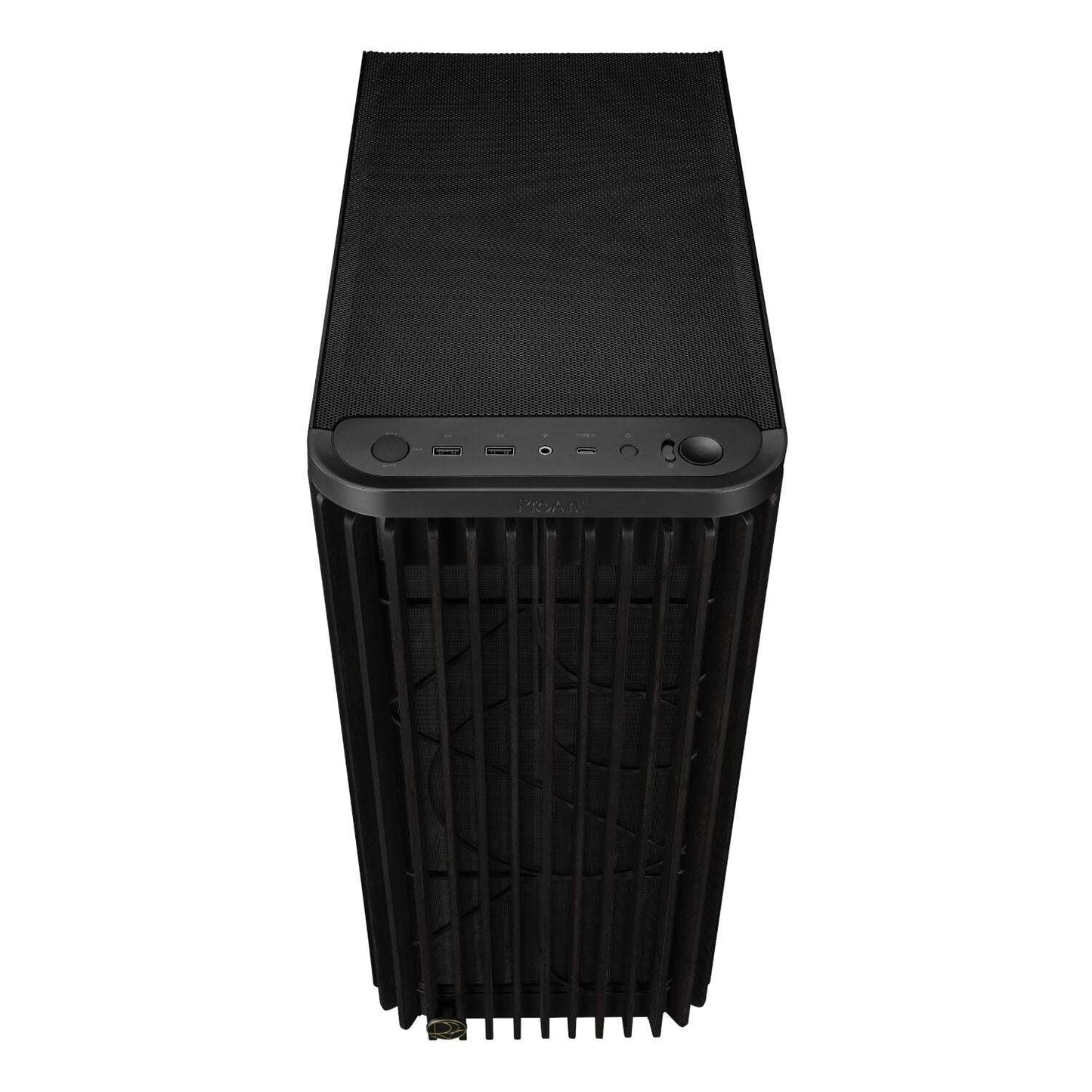 Black computer case on a white background