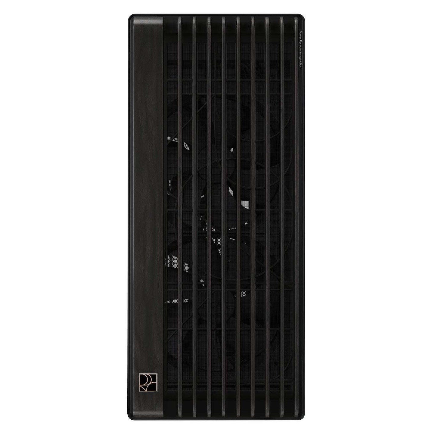 Black computer tower on a white background