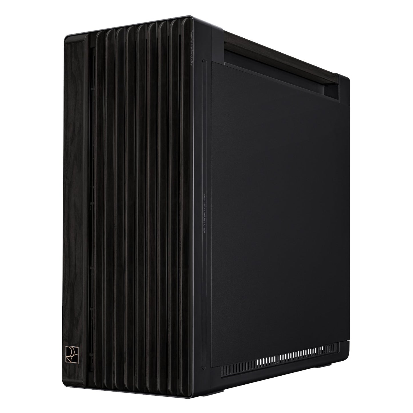 Black computer case on a white background