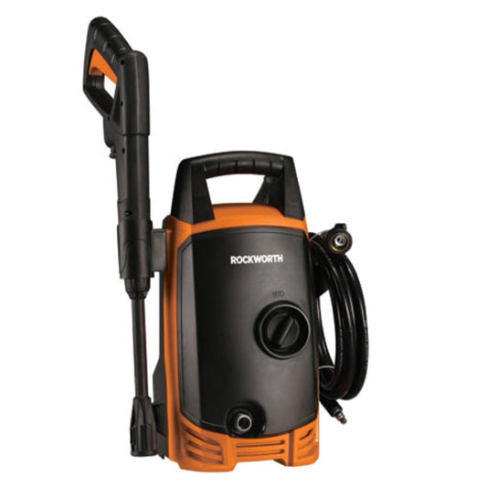 Rockworth pressure washer with black and orange design on a white background