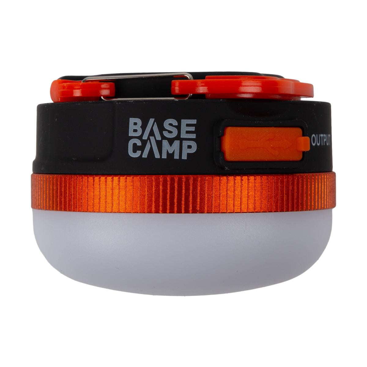 Base Camp lantern with orange and black design on a white background