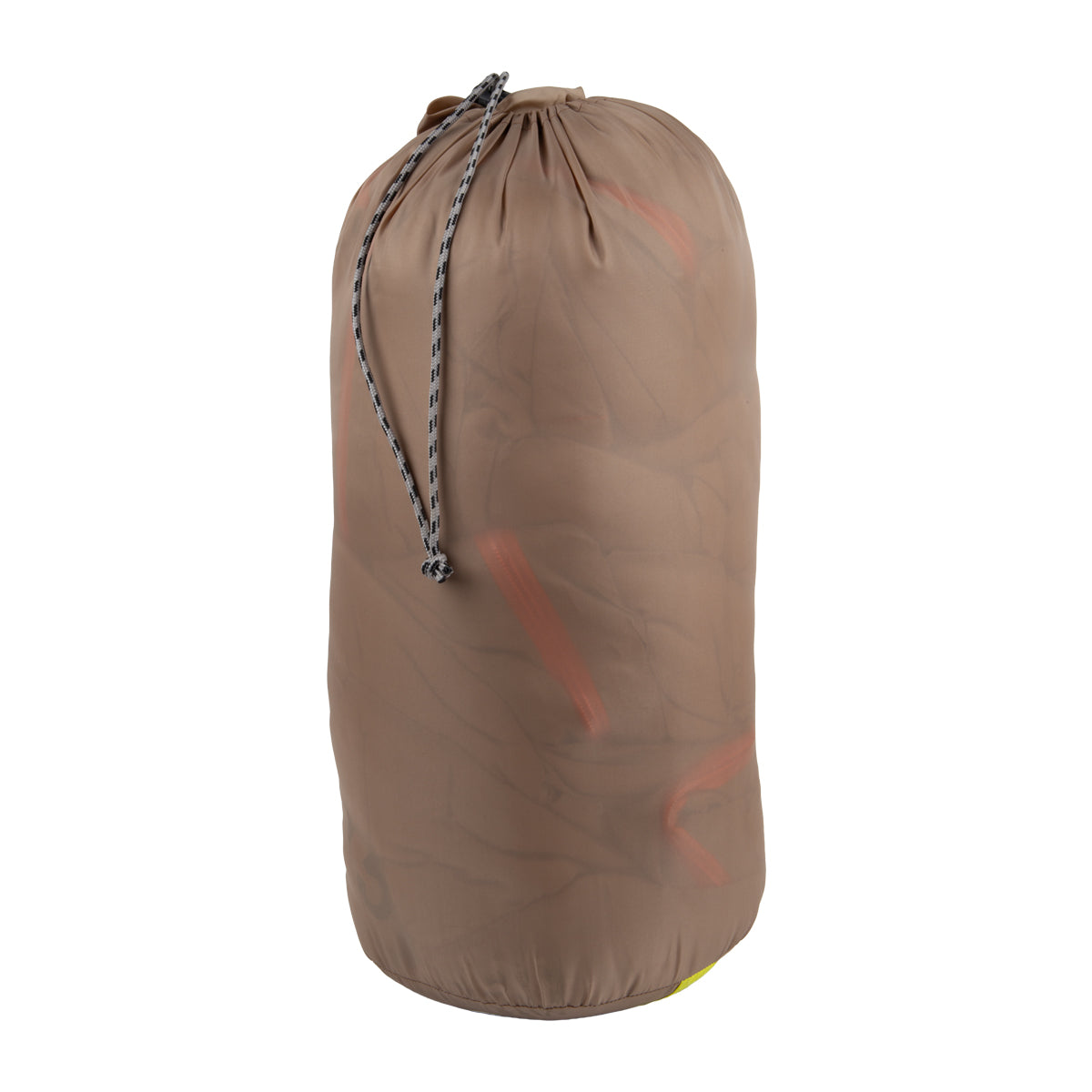 Brown drawstring bag on a white background