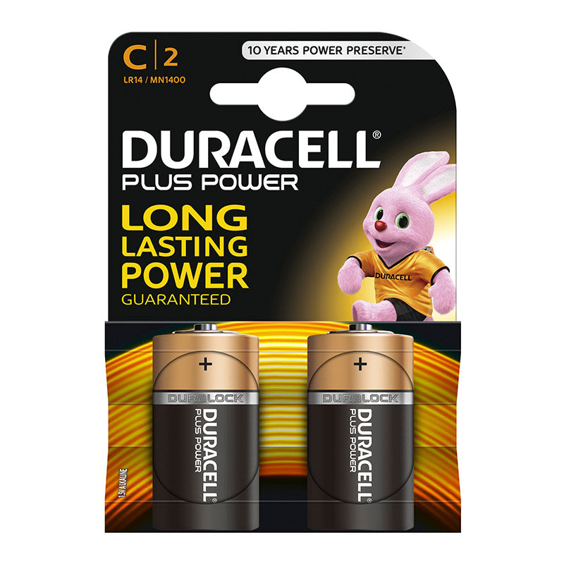 DURACELL BATTERY PLUS ALKALINE C 2 PACK