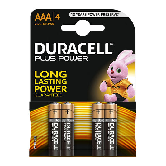 DURACELL BATTERY PLUS ALKALINE AAA 4 PACK