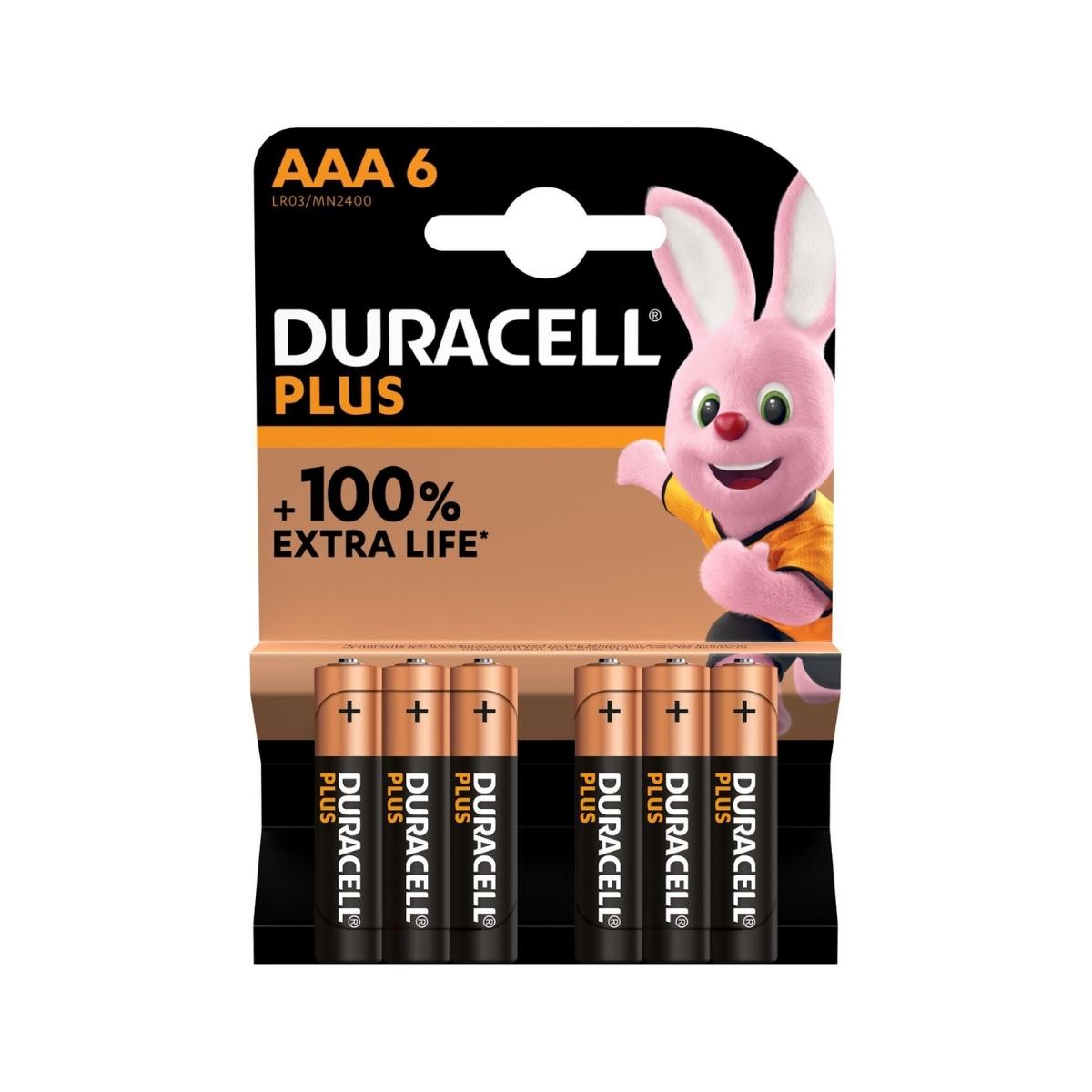 DURACELL BATTERY PLUS ALKALINE AAA 6 PACK