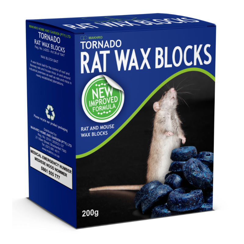 Box of Tornado Rat Wax Blocks with a rat illustration on a white background