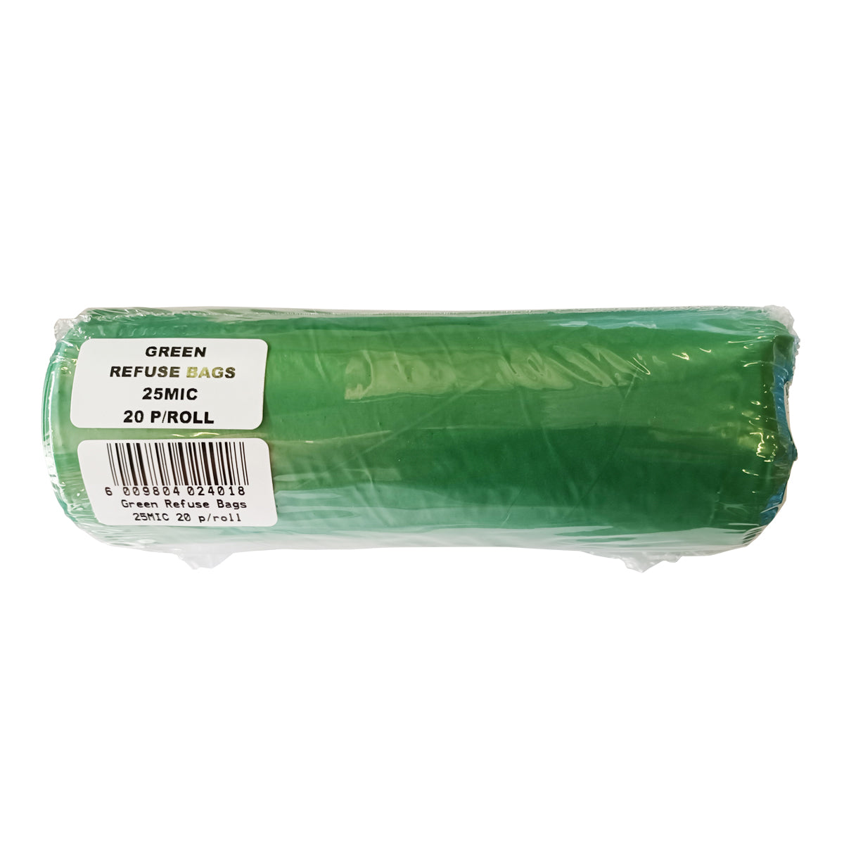 Pack of green biodegradable garden waste bags, 20 per pack, 25 microns thick.