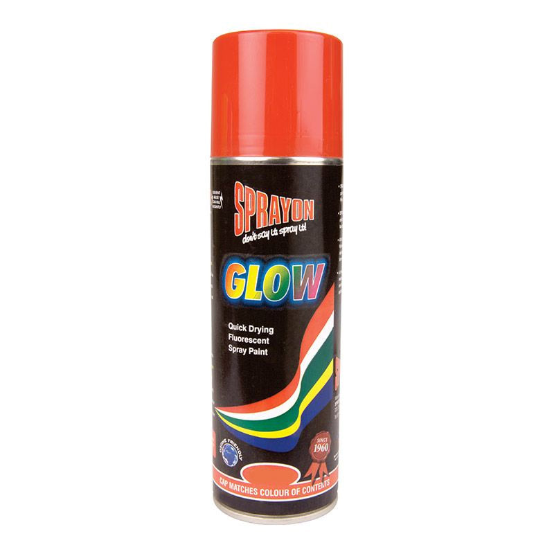 Sprayon Glow spray paint can on a white background